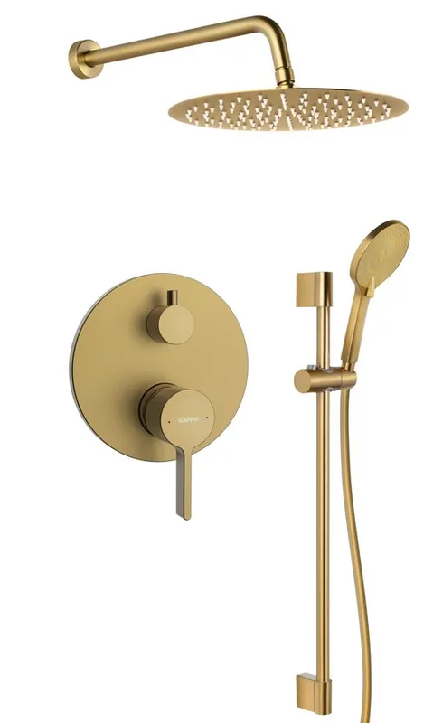 Sapho ICONIC podomítkový sprchový set s pákovou baterií, 2 výstupy, posuvný držák sprchy, zlato mat AF042GB-02 Vysoce Kvalitní