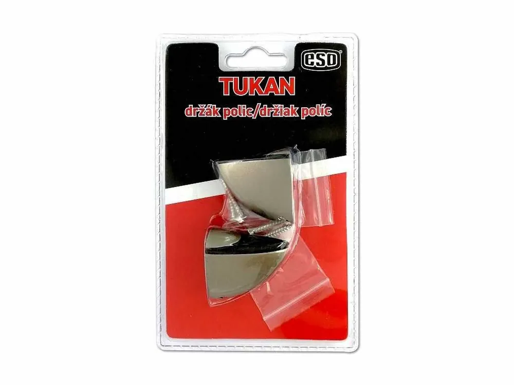 Držák polic TUKAN S ESO NI-broušený 40mm (2ks-blistr),nosnost 6kg/ks Cenový Hit
