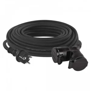 Sleva EMOS P0604 Venkovní prodlužovací kabel 25 m, 2 zásuvky, černý, guma, 230 V, 1,5 mm2