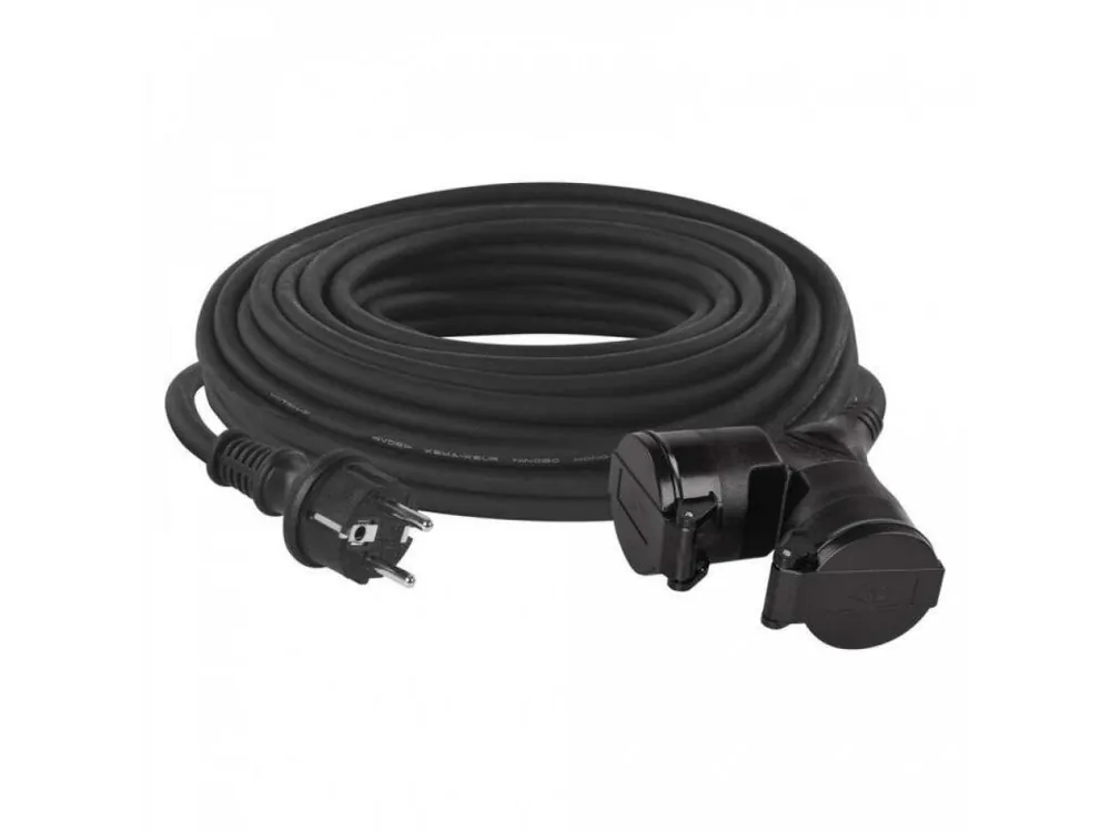Sleva EMOS P0604 Venkovní prodlužovací kabel 25 m, 2 zásuvky, černý, guma, 230 V, 1,5 mm2