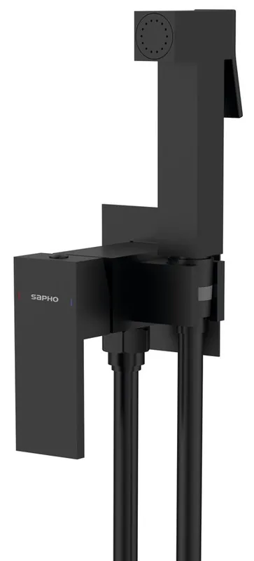 Sapho CUBEMIX podomítková bidetová baterie se Stop sprškou, hranatá, černá mat CM040B Zlevněný