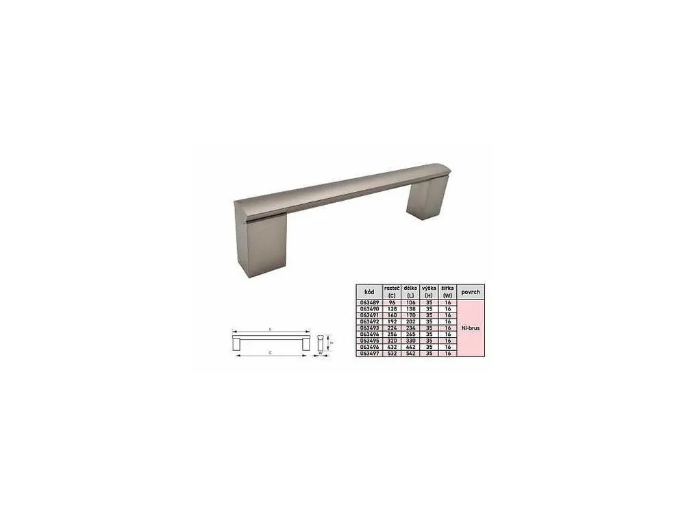 Tovární Cena PORTA 128/140mm úchytka Ni-broušený