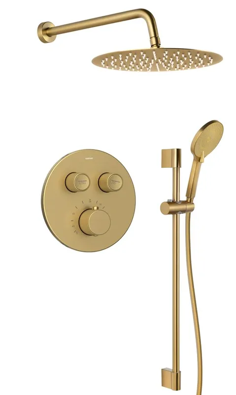 Akční Cena Sapho SMART SELECT podomítkový sprchový set s termostatickou baterií, 2 výstupy, posuvný držák sprchy, zlato mat RP032GB-02