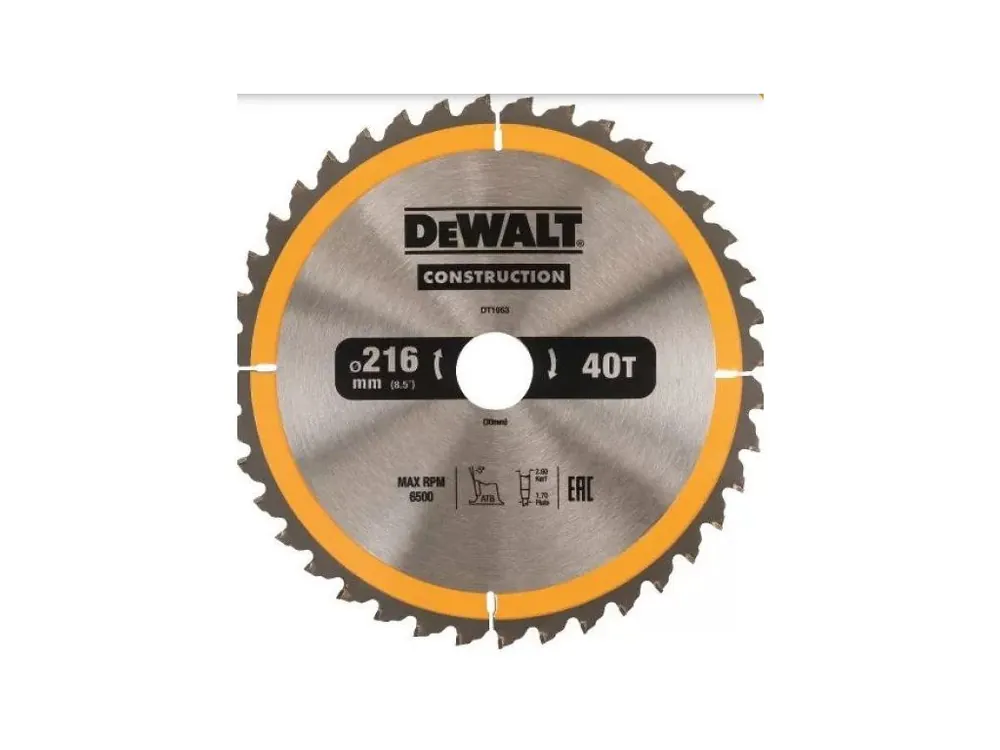 Cenově Výhodný DeWALT DT1953 Pilový kotouč 216x30mm, 40zubů, ATB 5°, rychlý, podélný řez