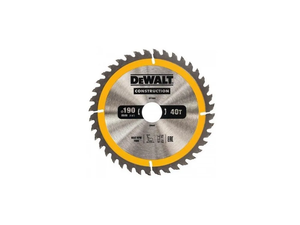 DeWALT DT1945 Pilový kotouč 190 x 30 mm, 40 zubů, ATB 10°, šířka kotouče 1,7 mm, univerzální řez Akce