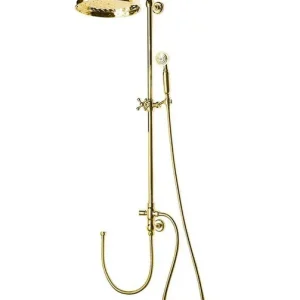 Zlevněný Sapho VANITY sprchový sloup k napojení na baterii, hlavová, ruční sprcha, zlato SET065