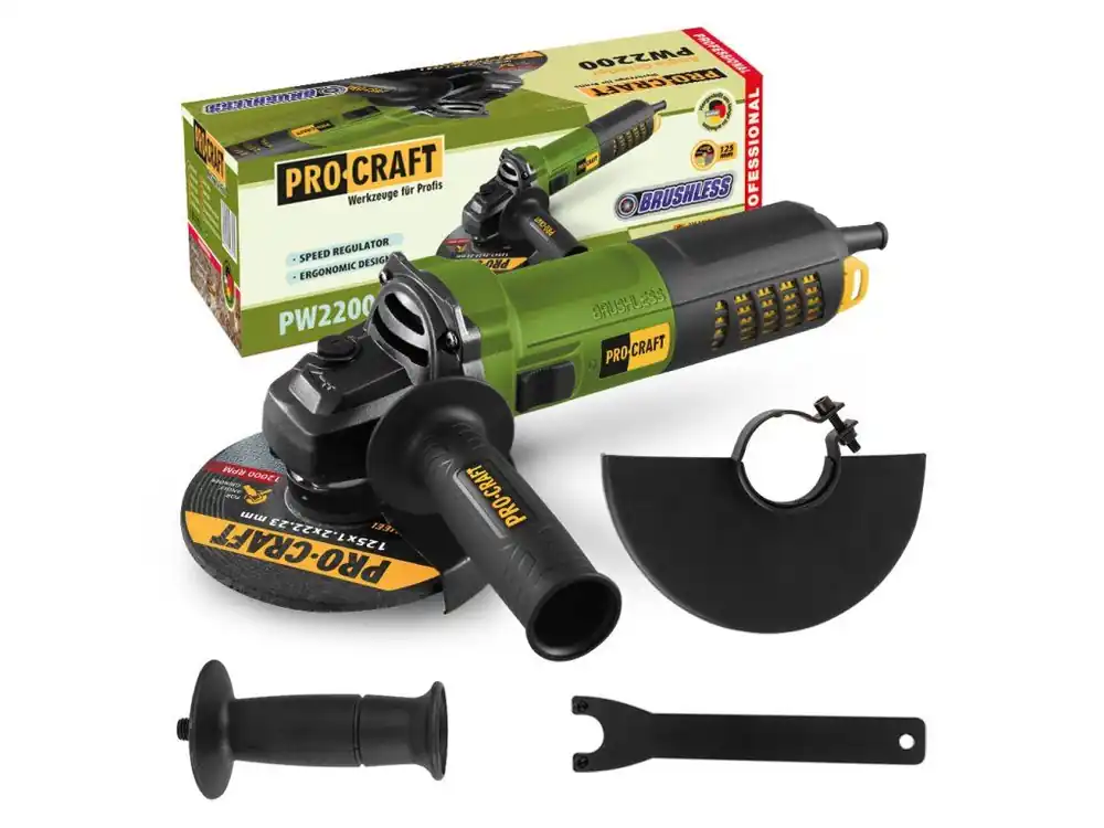 PROCRAFT PW2200 úhlová bruska 125mm, bezuhlíkový motor, 1100W, regulace otáček Kup Teď