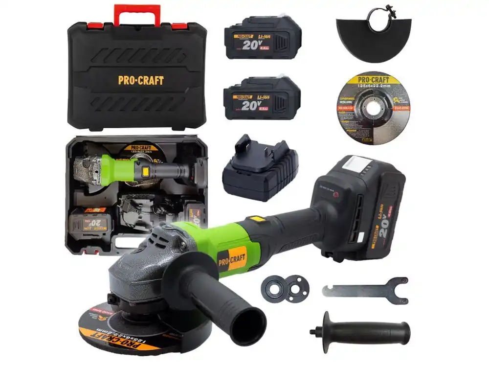 PROCRAFT PGA20 bezuhlíková aku úhlová bruska 125mm LiIon 20V 2x 4Ah Jen Po Omezenou Doba