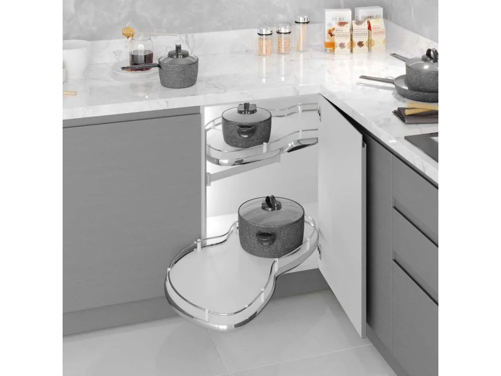 Systém rohový výsuvný - ledvinka STARAX chrom s tlumením LEVÁ 850x490x600 (500mm) S-3113-C* Cenová Bomba