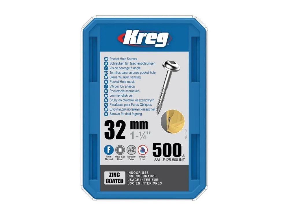 Aktuální Kreg Zinc Maxi-Loc Šrouby pro skryté spoje - 32 mm, jemný závit, 500 ks
