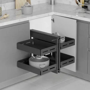 Cenově Výhodný CORNER - výsuvný systém STARAX Unique Box pravo-levý antracit 400mm - 600x510x560mm S-3005-UB-A