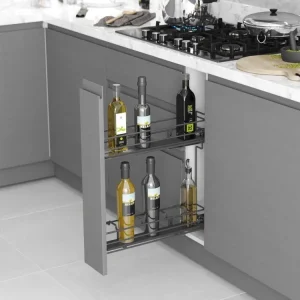 Akce Plnovýsuvný 2 koš STARAX- lahvovník antracit 200mm tlumením BLUM levý + plné DNO 151x475x495mm  S-2491-A
