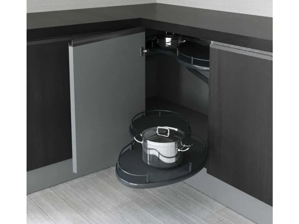 Systém rohový výsuvný - ledvinka STARAX antracit s tlumením PRAVÁ 850x475x600 (450mm) S-3014-A* Novinka