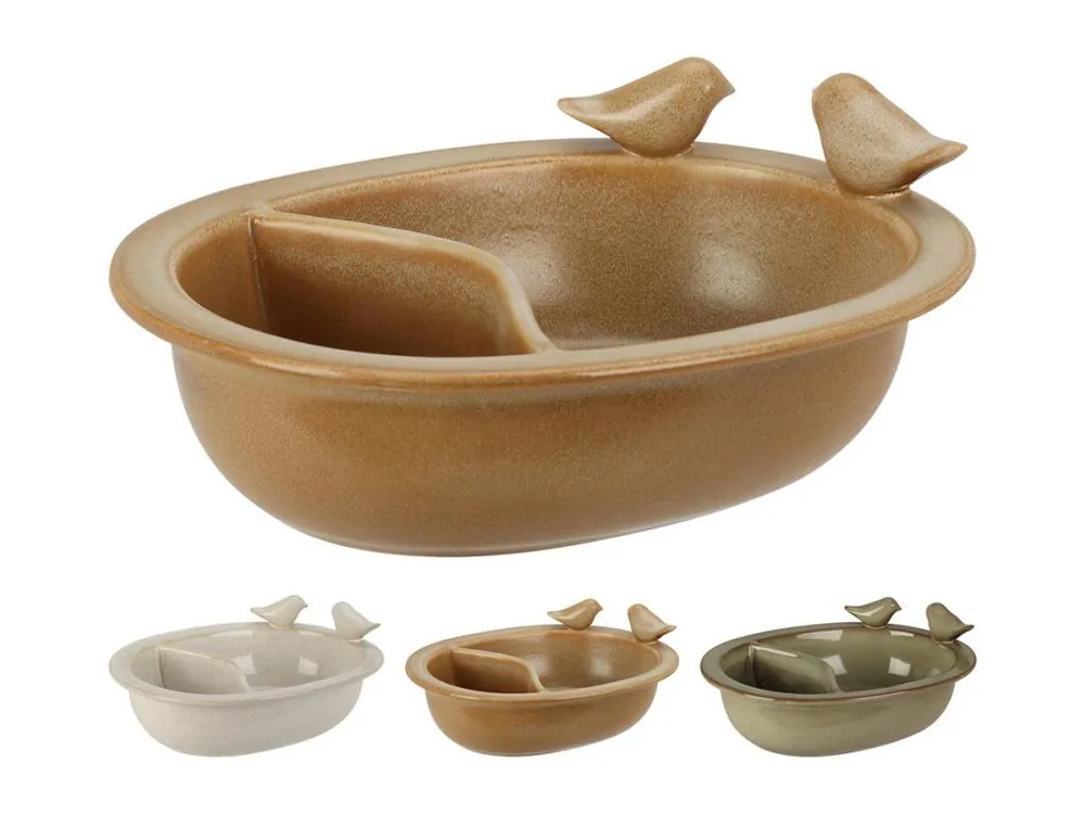 Novinka Pítko,koupel pro ptáky 20,6x15,8x7,8cm porcelán mix barev
