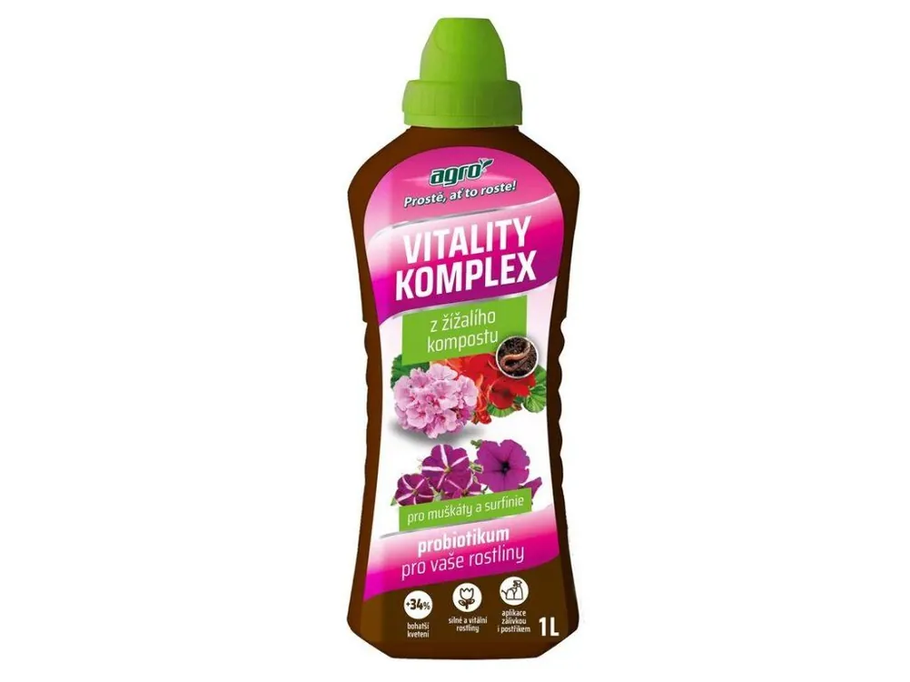 AGRO Vitality Komplex muškát, surfinie, probiotikum 1l Poslední Šance