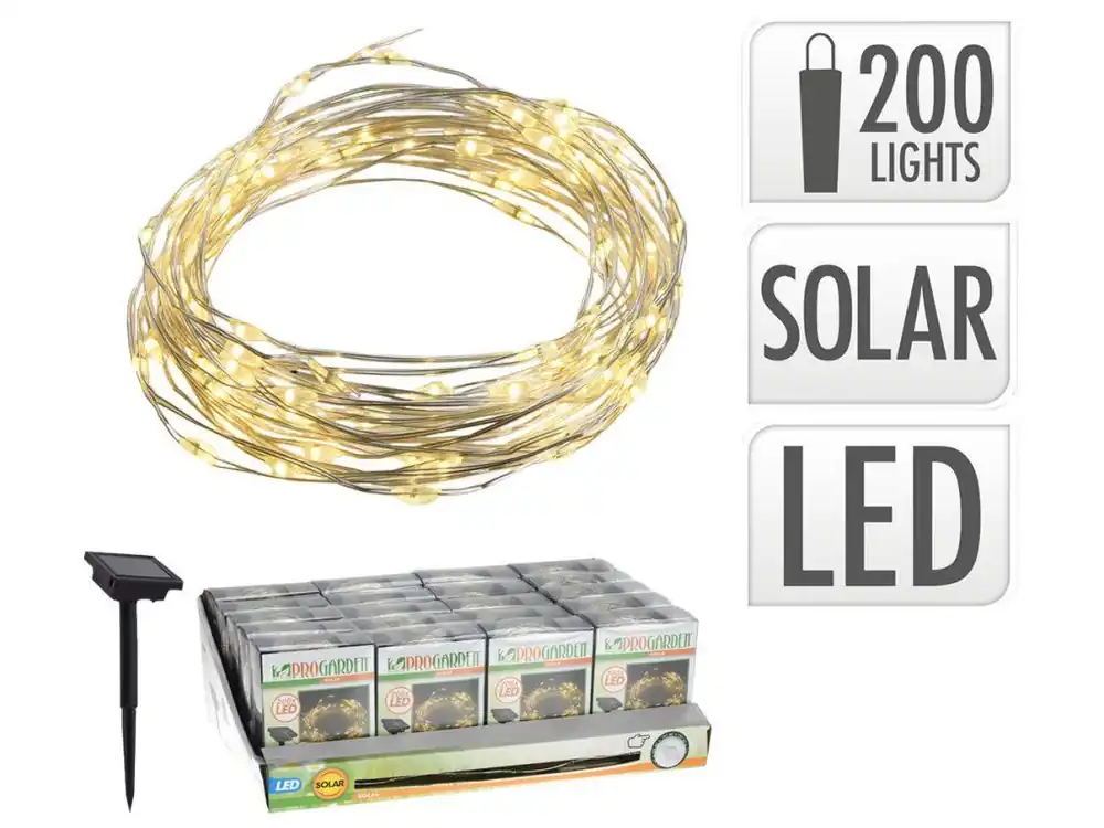 Horká Nabídka Osvětlení solární 2m, 200LED, teplá BÍ