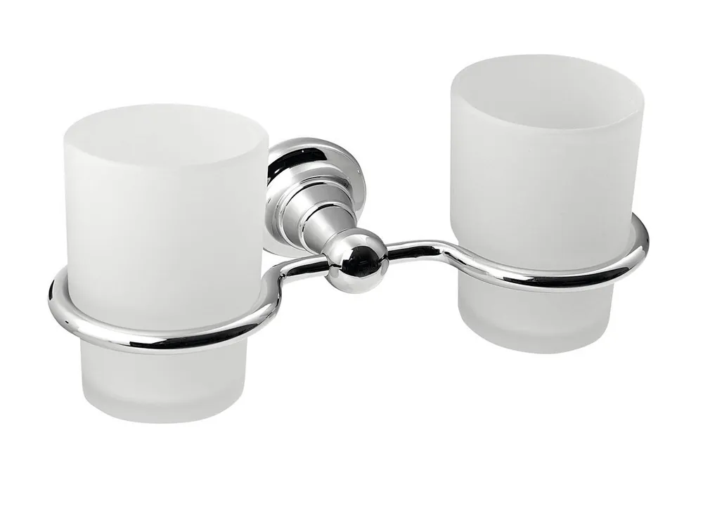 Sapho DIAMOND dvojitý držák skleniček, mléčné sklo, chrom 1317-05 Sleva