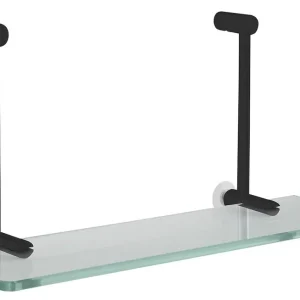 Akce Sapho Závěsná skleněná polička na sprchovou zástěnu 400x180x125mm, černá mat 1301-15B