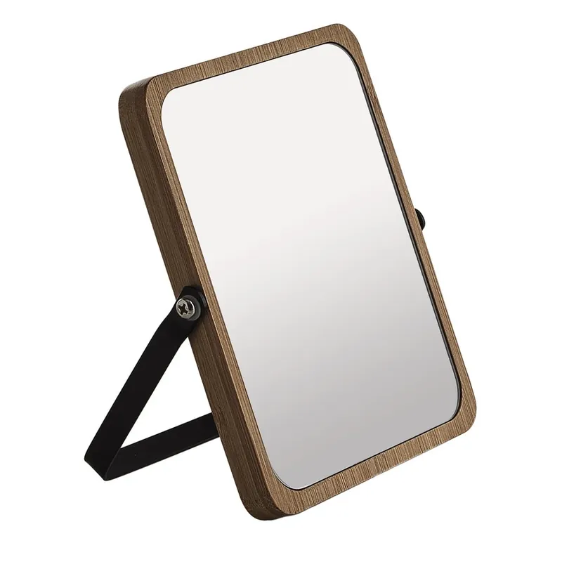 Gedy MIDORI kosmetické zrcátko na postavení, 162x185mm, oboustranné, černá/bambus 2106 Top Prodej