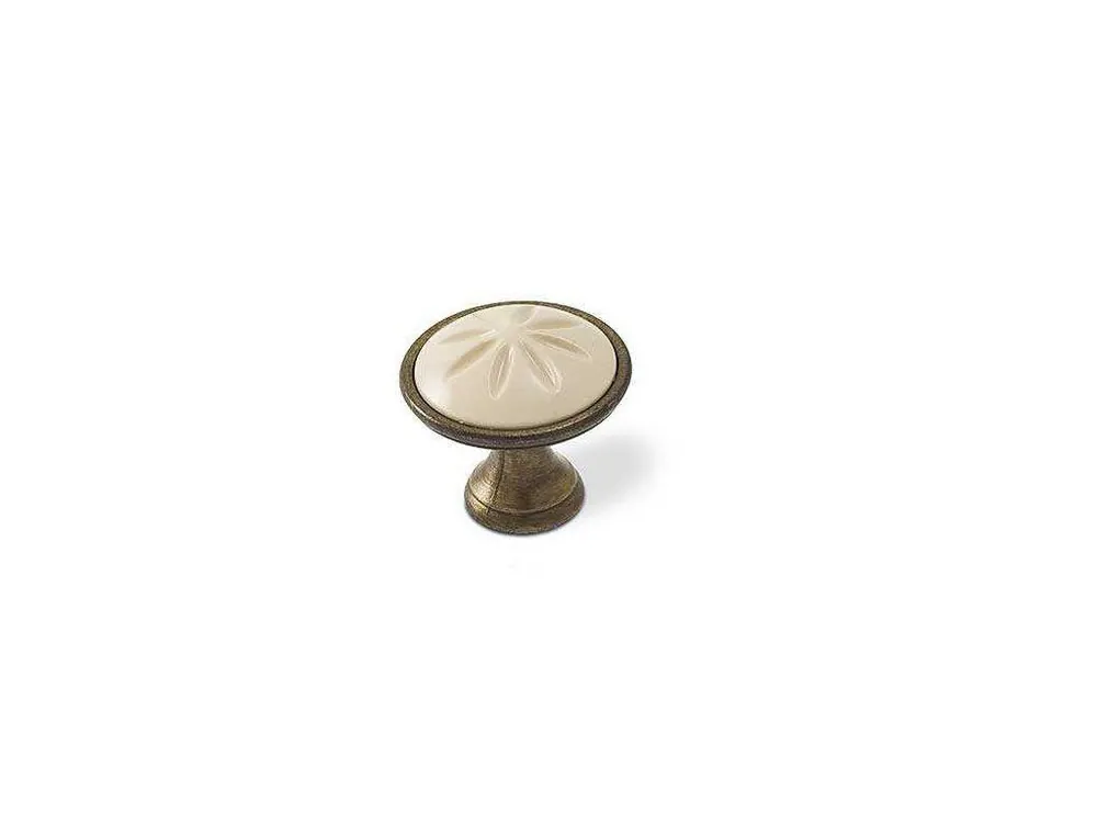 Přímo Od Výrobce Knopek SIRO 1919-34 d34mm staromosaz brinýr kartáčovaný/plast béžový ZN31 A78