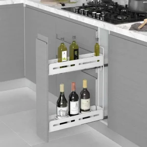 Sleva Plnovýsuvný 2 koš s tlumením STARAX- lahvovník Unique Box pravý bílý s výsuvy BLUM 150mm-108x475x556mm S-2661-UB-W