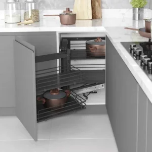 Koš rohový STARAX - 4 koše CORNER PRAVÝ antracit+ plné DNO dřevěné antracit 860-965x530x530-720 S-3004-A Speciální Cena