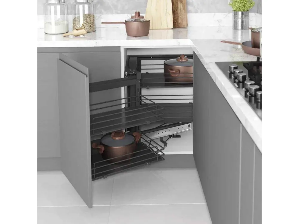 Koš rohový STARAX - 4 koše CORNER PRAVÝ antracit+ plné DNO dřevěné antracit 860-965x530x530-720 S-3004-A Speciální Cena