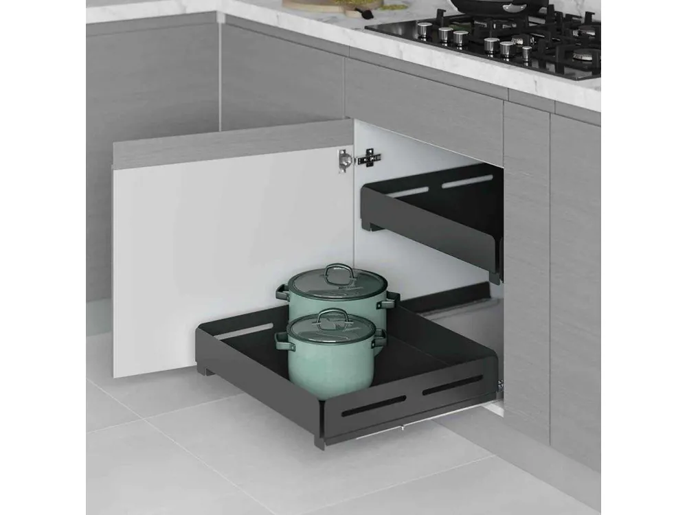 Plnovýsuvná zásuvka s tlumením STARAX Unique Box antracit 700mm s výsuvy BLUM 664x460x80mm S-2337-UB-A Výhodná Nabídka
