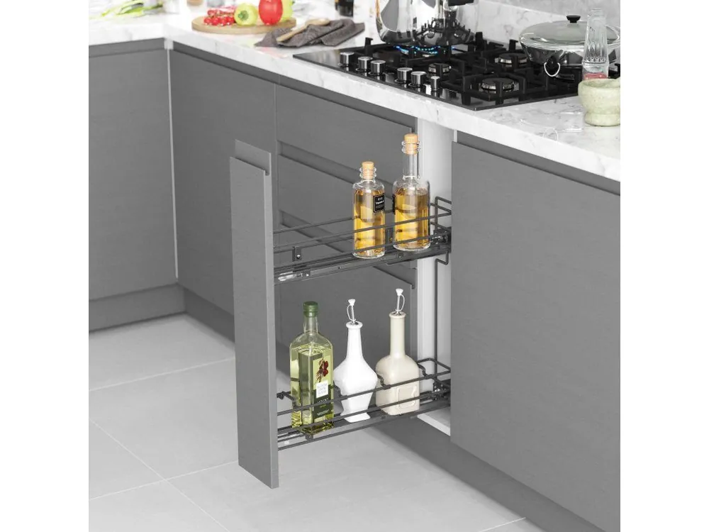 Top Prodej Plnovýsuvný 2 koš STARAX- lahvovník antracit 150mm tlumením BLUM levý 106x475x495mm S-2414-A*
