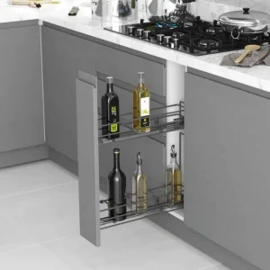 Částečně výsuvný 2 koš STARAX- lahvovník antracit 150 mm tlumením BLUM levý 106x475x495mm S-2422-A Bezpečná Platba
