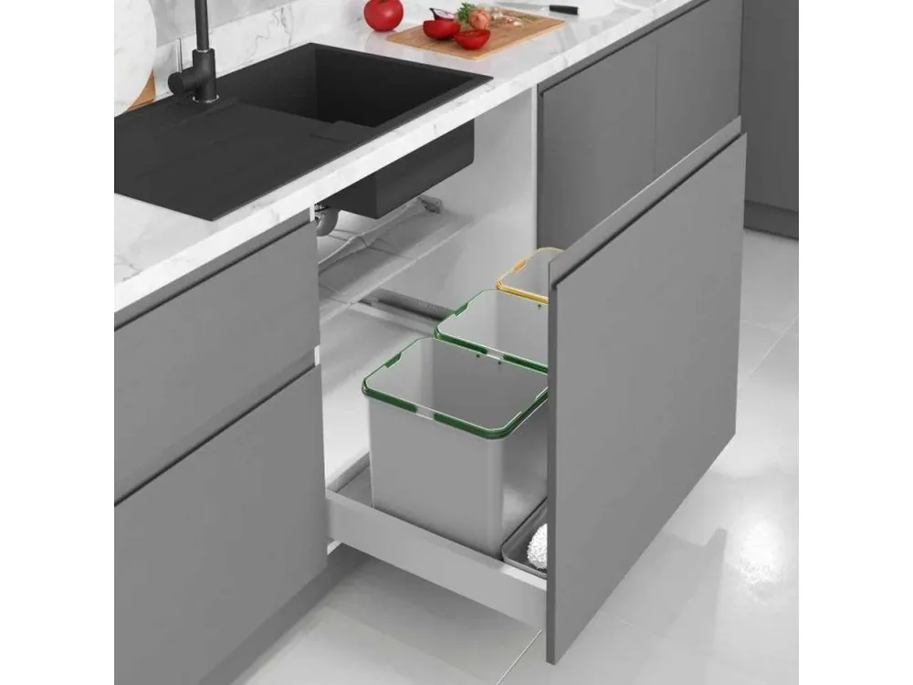 Vložka s odpadkovými koši STARAX 900mm-840-800x490-415x330mm 3x16 L+3x1 L S-2566-G Jen Po Omezenou Doba