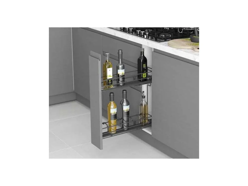 Plnovýsuvný 2 koš STARAX- lahvovník chrom 150mm-106x475x495mm tlumení BLUM pravý + plné DNO S-2477-C Nejlepší Cena