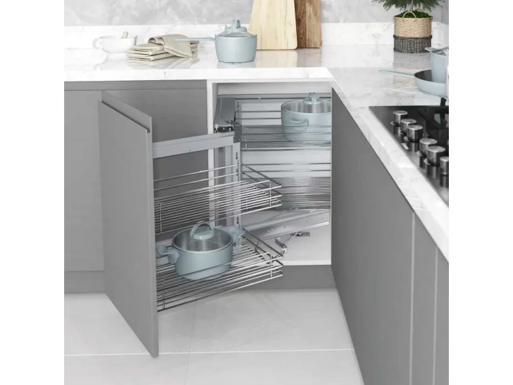Koš rohový STARAX - 4 koše CORNER LEVÝ chrom 860-965x530x530-720mm S-3001-C Oblíbený