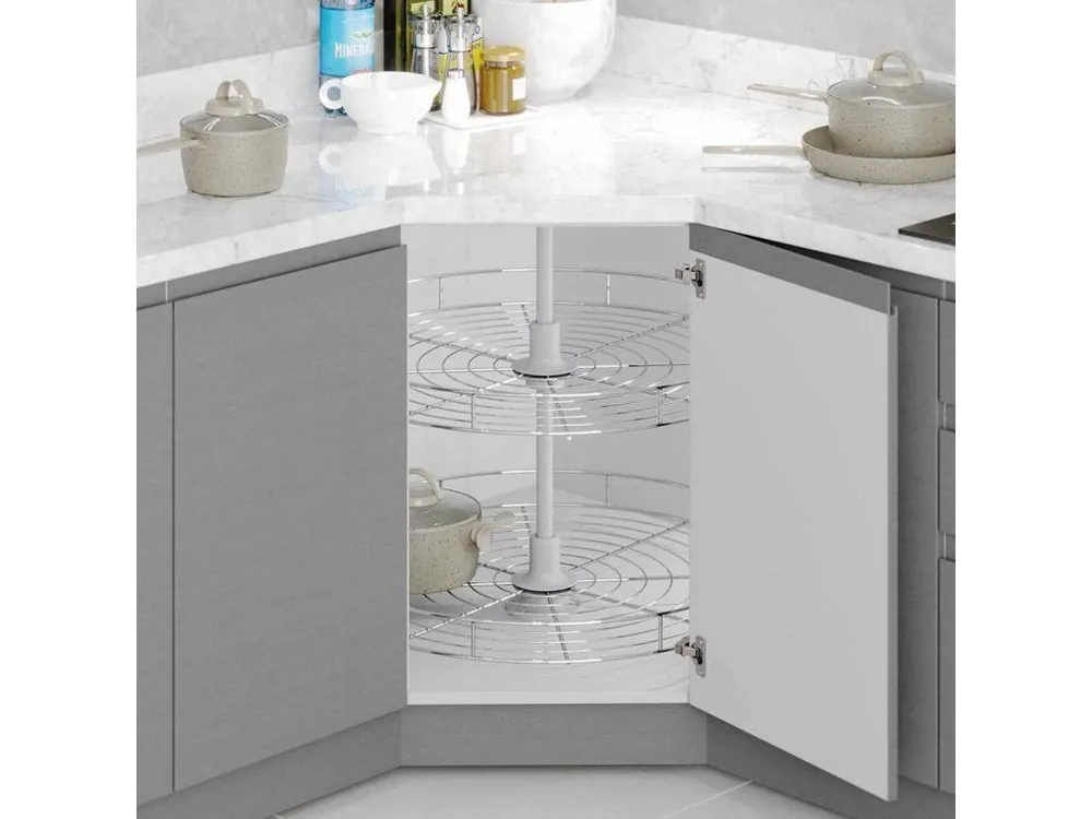 Systém rohový otočný - karusel 4/4 sada STARAX chrom 2 koše 450mm-750x700mm celokruh S-3034-C* Cenová Bomba