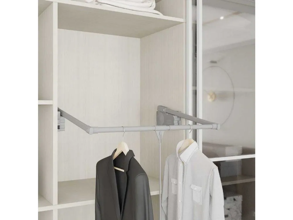 Tovární Cena Dvoustranná sklopná šatní tyč STARAX Lift šedá, nosnost 10 kg, 850-1150 x 285 x 900mm S-6013-G - doprodej