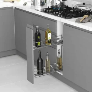 Jen Po Omezenou Doba Částečně výsuvný 2 koš STARAX- lahvovník chrom 200mm-151x475x495mm tlumení BLUM pravý S-2423-C
