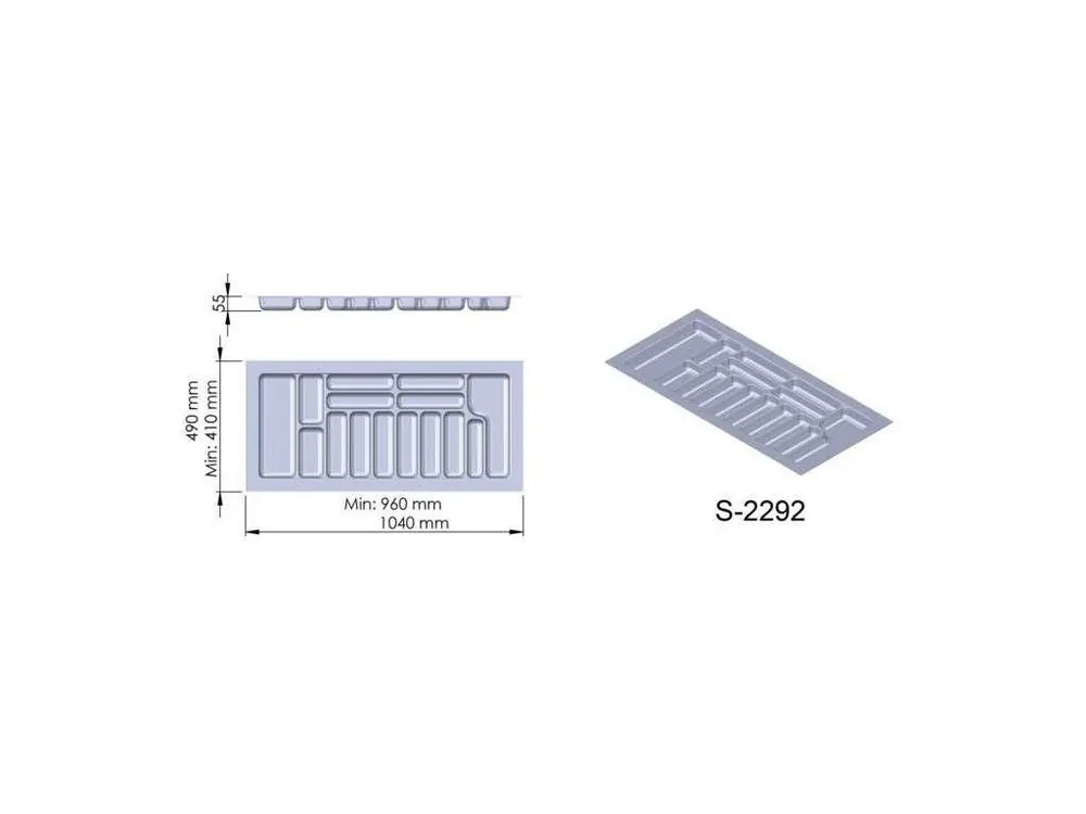 Příborník plast šedý 1040x490x55 mm - 1100 STARAX S-2292-G* Super Cena