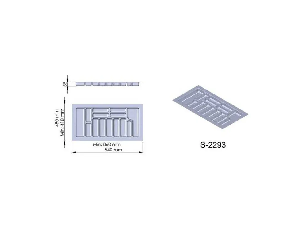 Příborník plast šedý 940x490x55 mm - 1000 STARAX S-2293-G* Dokud Zásoby Vydrží