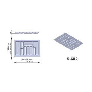 Finální Výprodej Příborník plast šedý 740x490x55 mm - 800 STARAX S-2289-G*
