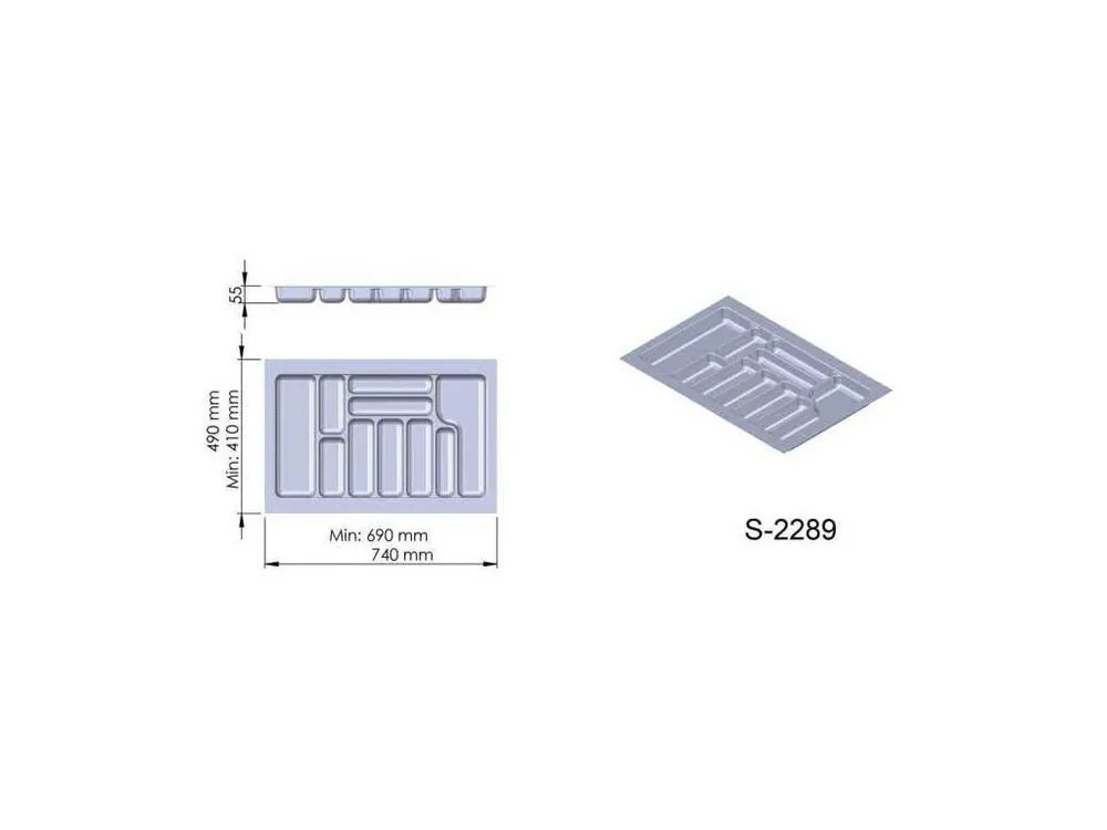 Finální Výprodej Příborník plast šedý 740x490x55 mm - 800 STARAX S-2289-G*