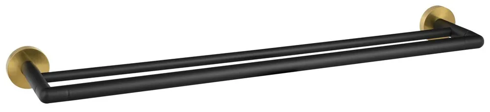 Sezónní Sleva Sapho LARISSA dvojitý držák ručníků 600mm, černá/zlato mat WS011BG