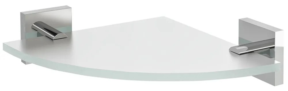 Sapho X-SQUARE skleněná police rohová, čtvrtkruhová 200x200mm, chrom/mléčné sklo XQ009-01 Poslední Šance