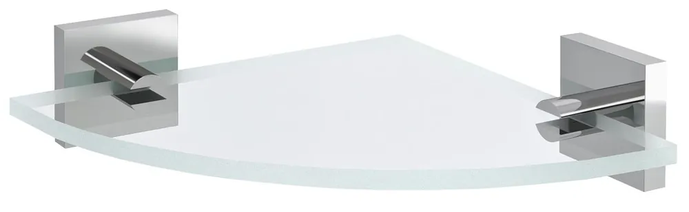 Sapho X-SQUARE skleněná police rohová, čtvrtkruhová 200x200mm, chrom/čiré sklo XQ009-11 Poslední Šance