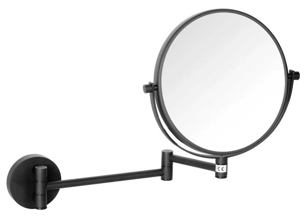 Ihned K Objednání Sapho X-ROUND BLACK kosmetické zrcátko závěsné, Ø 200mm, oboustranné, černá mat XR006B