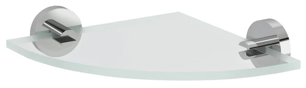 Sapho X-ROUND skleněná police rohová, čtvrtkruhová 200x200mm, chrom/čiré sklo XR009-11 Novinka