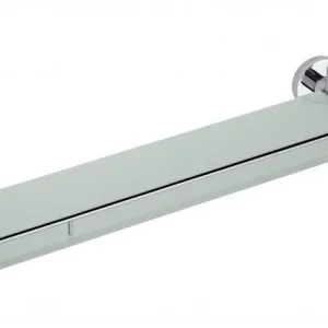 Zlevněný Sapho X-ROUND E polička skleněná s výklopnou hrazdou 600x130mm, mléčné sklo, chrom XR600