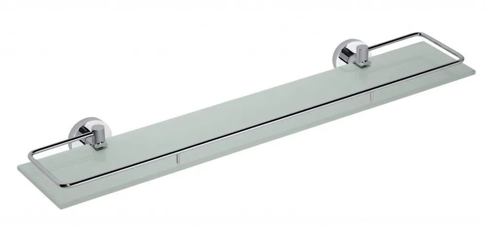 Zlevněný Sapho X-ROUND E polička skleněná s výklopnou hrazdou 600x130mm, mléčné sklo, chrom XR600