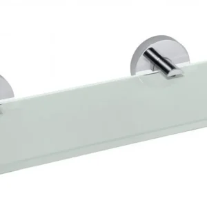Top Prodej Sapho X-ROUND E skleněná polička 300x130mm, mléčné sklo, chrom XR601