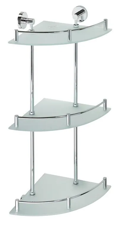 Zlevněný Sapho X-ROUND E skl. polička roh. trojitá s hrazdou, 270x660x355mm, chrom XR606