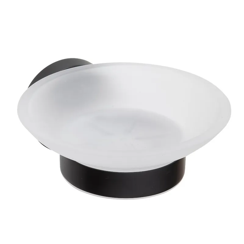 Zlevněný Sapho X-ROUND BLACK mýdlenka, mléčné sklo, černá mat XR803B